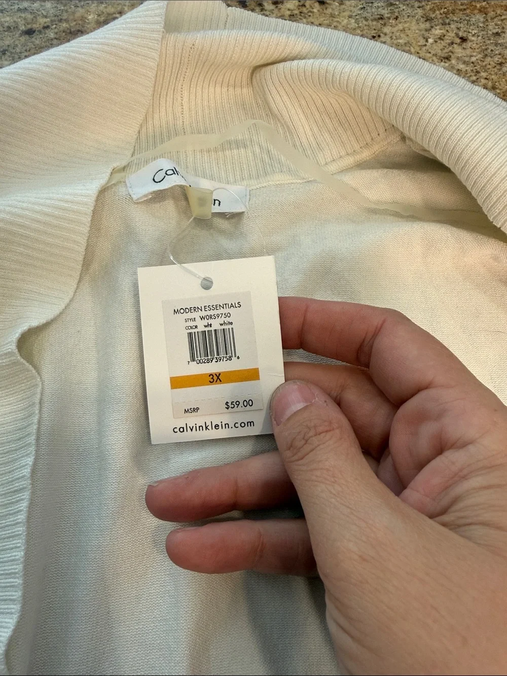Calvin Klein Cream Open-Front Ribbed Cardigan - Picture 2 of 4